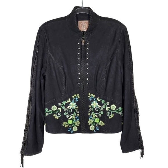 DOUBLE D RANCH SUEDE LEATHER EMBROIDERED FRINGED JACKET - Picture 3 of 11